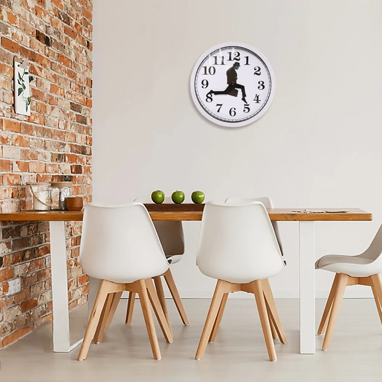 Walking Clock Businessman Briefcase Glass Wall Clock Personality Clock Decoration Round Clock(White) - Wall Clock by buy2fix | Online Shopping UK | buy2fix