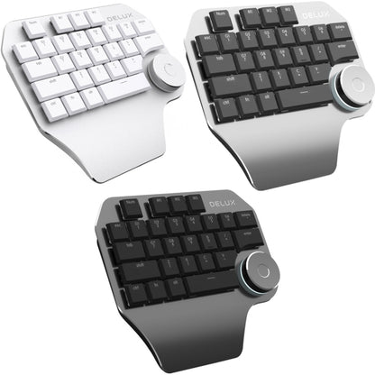 DELUX T11 29 Keys Single-Hand Keyboard Shortcut Key Speech Tool Flat Keyboard, Colour: Silver Black - Wired Keyboard by DELUX | Online Shopping UK | buy2fix