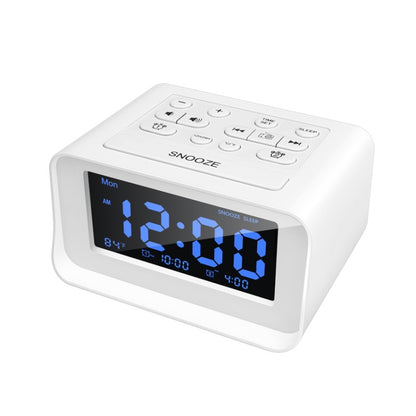 LED Digital Bedroom Alarm Clock With USB Charging Port Clock Radio Temperature Electronic Platform Clock, Specification: EU Plug(White) - Alarm Clocks by buy2fix | Online Shopping UK | buy2fix