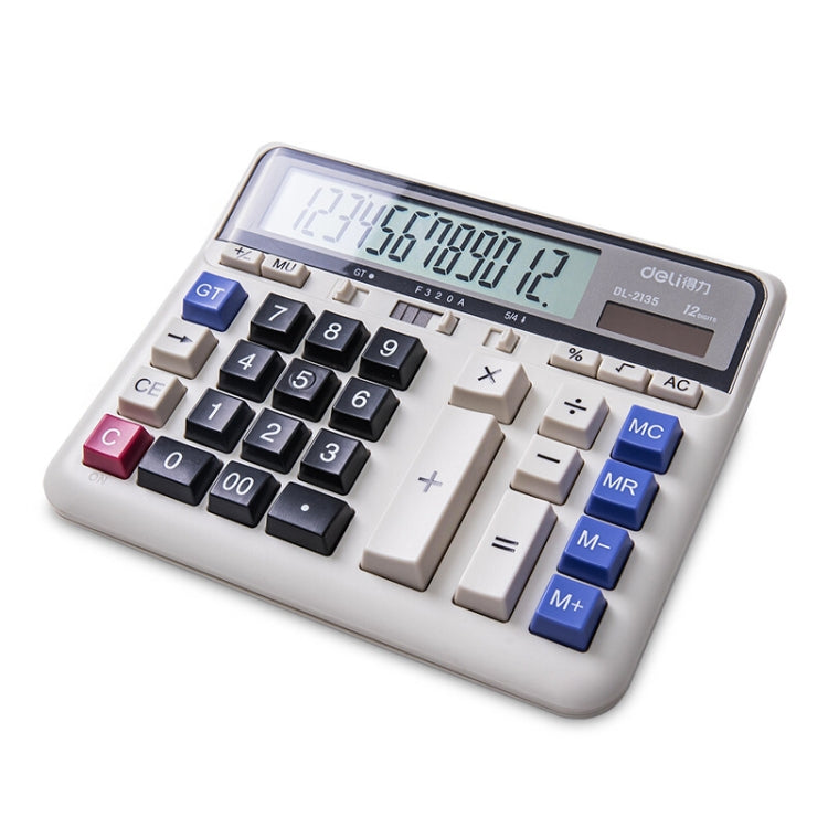 Deli 2135 Computer Keyboard Calculator Big Button Bank Office Finance Accounting Solar Calculator(White) - Calculator by Deli | Online Shopping UK | buy2fix