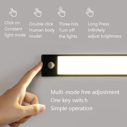 Intelligent Automatic Human Body Induction Wireless LED Lamp 80cm(Silver + Warm Light) - Sensor LED Lights by buy2fix | Online Shopping UK | buy2fix