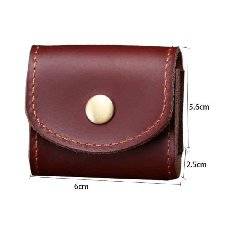 S122 Vintage Mini Leather Headphone Bag(Wine Red) - Digital Storage Bag by buy2fix | Online Shopping UK | buy2fix