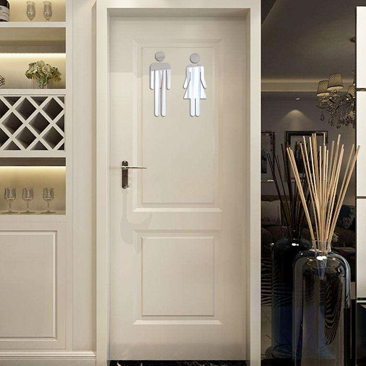 2 PCS 20cm 3D DIY Man & Woman Toilet Sticker WC Door Sign Decals Toilet Signs(Antique Copper) - Ornaments by buy2fix | Online Shopping UK | buy2fix