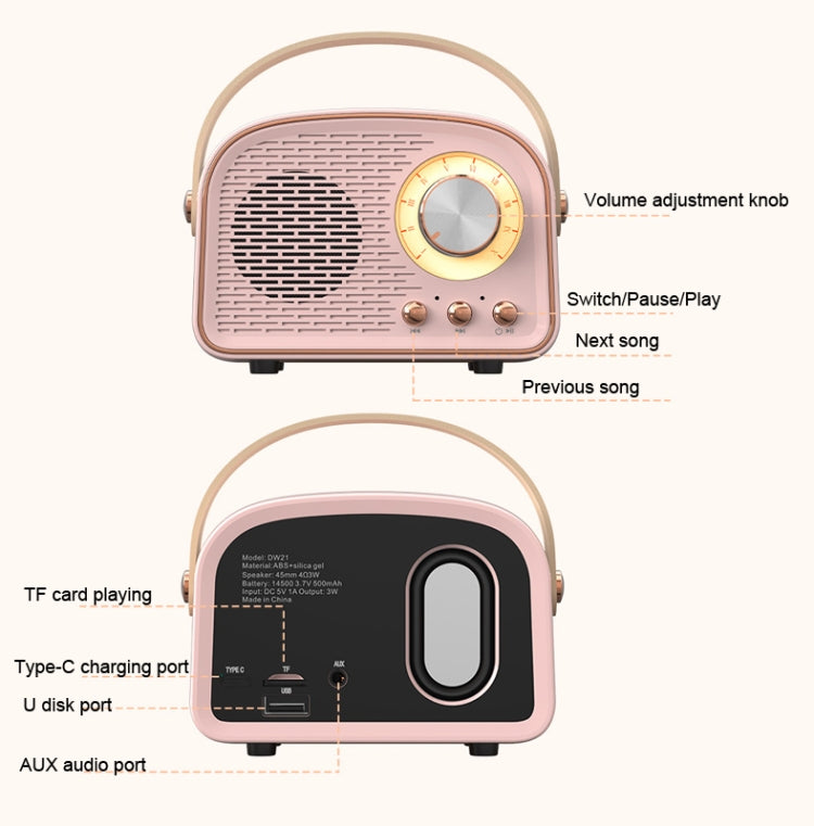 DW21 Vintage Radio BT Speaker Support TF Card/U Disk to Play(Dark Green) - Desktop Speaker by buy2fix | Online Shopping UK | buy2fix