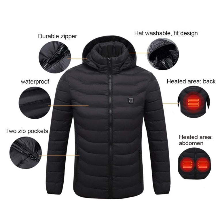 9 Zone Black USB Winter Electric Heated Jacket Warm Thermal Jacket, Size: XXXL - Down Jackets by buy2fix | Online Shopping UK | buy2fix