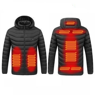 9 Zone Black USB Winter Electric Heated Jacket Warm Thermal Jacket, Size: S - Down Jackets by buy2fix | Online Shopping UK | buy2fix