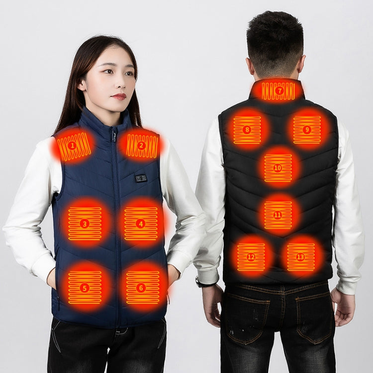 9 Area Double Control Blue USB Electric Heating Undershirt Intelligent Warm Vest(4XL) - Down Jackets by buy2fix | Online Shopping UK | buy2fix