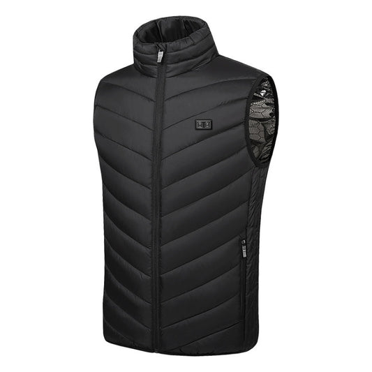 9 Area Double Control Black USB Electric Heating Undershirt Intelligent Warm Vest(4XL) - Down Jackets by buy2fix | Online Shopping UK | buy2fix