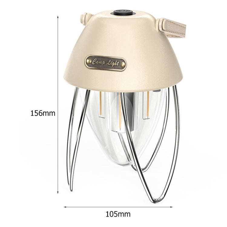 TG-ZP04401 Retro Camping Light Rechargeable Tricolor Light Source Tent Light(Beige) - Camping Lighting by buy2fix | Online Shopping UK | buy2fix