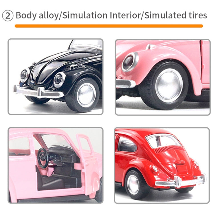 1:36 Beetle Classic Car Open Door Alloy Car Model Pull Back Children's Toy Car(Light Pink) - Model Toys by buy2fix | Online Shopping UK | buy2fix