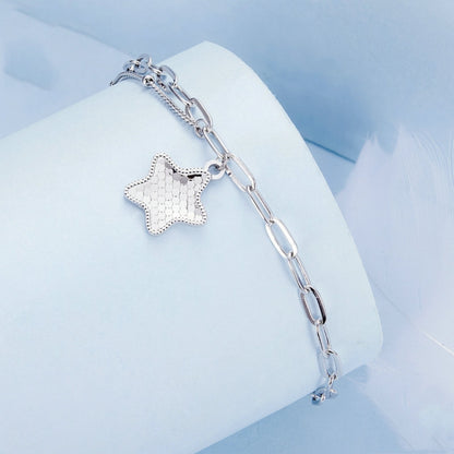 BSB137 925 Sterling Silver Sparkling Star Bracelet - Bracelets by buy2fix | Online Shopping UK | buy2fix