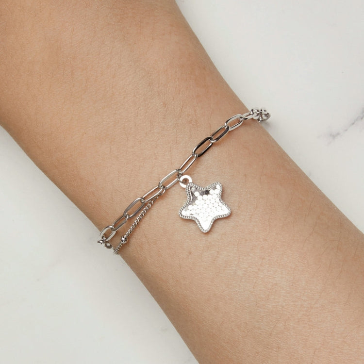 BSB137 925 Sterling Silver Sparkling Star Bracelet - Bracelets by buy2fix | Online Shopping UK | buy2fix