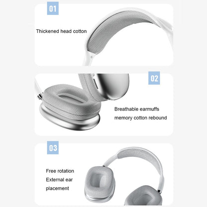 Wireless Bluetooth Headphones Noise Reduction Stereo Gaming Headset(Silver) - Headset & Headphone by buy2fix | Online Shopping UK | buy2fix