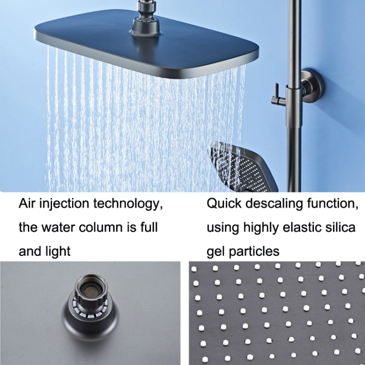 Piano Digital Display Full Copper Faucet Square Nozzle Shower Set, Color: White 1104 - Shower Head by buy2fix | Online Shopping UK | buy2fix