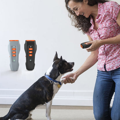 LED Flashing Light Handheld Ultrasonic Bark Arrester Frequency Conversion Dog Training Device(Gray+Orange) - Training Aids by buy2fix | Online Shopping UK | buy2fix