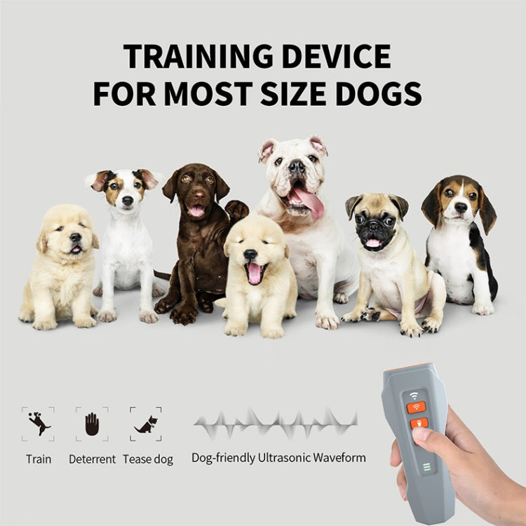 LED Flashing Light Handheld Ultrasonic Bark Arrester Frequency Conversion Dog Training Device(Gray+Orange) - Training Aids by buy2fix | Online Shopping UK | buy2fix