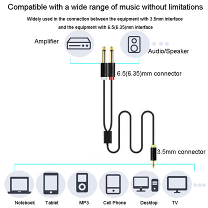 JINGHUA 3.5mm To Dual 6.5mm Audio Cable 1 In 2 Dual Channel Mixer Amplifier Audio Cable, Length: 1.5m - Aux Cable by JINGHUA | Online Shopping UK | buy2fix