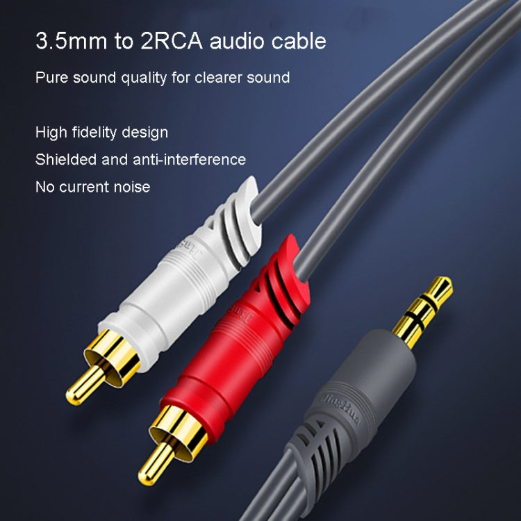 JINGHUA 3.5mm To 2RCA Audio Cable Game Console Outdoor Audio Connection Cable, Size: 1.5m(Grey) - RCA Cable by JINGHUA | Online Shopping UK | buy2fix
