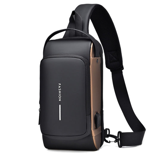 WEIXIER X314 Waterproof Sports Crossbody Backpack USB Charging Large Capacity Single Shoulder Bags(Black Gold) - Single-shoulder Bags by WEIXIER | Online Shopping UK | buy2fix