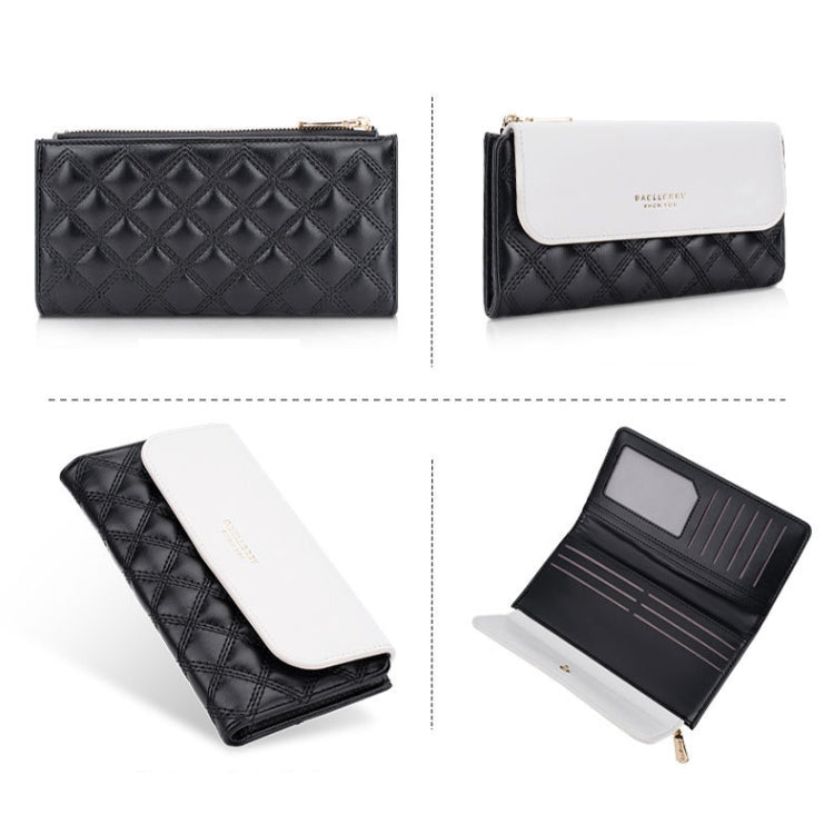 Baellerry N2403 Ladies Long Wallet with Multiple Card Slots Large Capacity Tri-fold Clutch Bag, Color: Black White - Wallets by Baellerry | Online Shopping UK | buy2fix