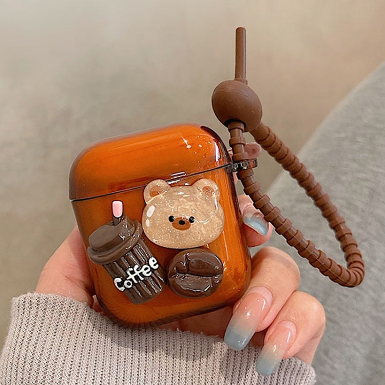 For AirPods Pro Cartoon 3D Coffee Bear Headphones Case Protective Shell Cover - For AirPods Pro by buy2fix | Online Shopping UK | buy2fix