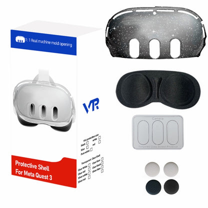 For Meta Quest 3 PC Protective Shell, Style: 7 In 1 (Ordinary Transparent Blue) - VR Accessories by buy2fix | Online Shopping UK | buy2fix