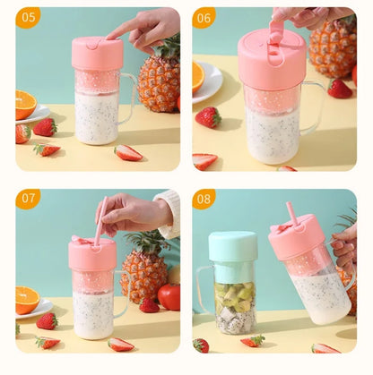 420ml 6 Blades Straw Juice Cup USB Charging Portable Fruit Juicer Smoothie Maker(Pink) - Electric juicers by buy2fix | Online Shopping UK | buy2fix