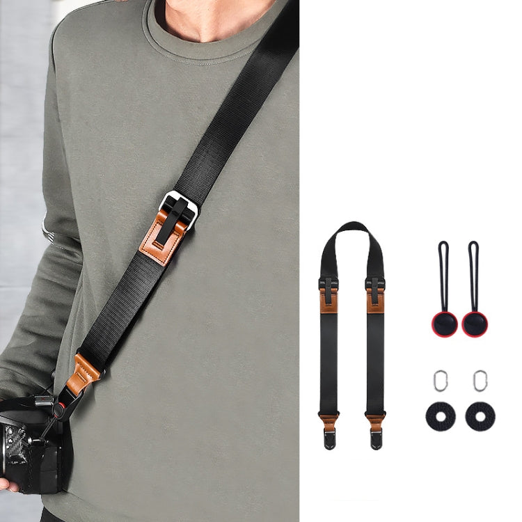 Quick Release Mirrorless Camera Crossbody Strap SLR Camera Decompression Halter Strap(Black+Brown) - Camera Strap by buy2fix | Online Shopping UK | buy2fix