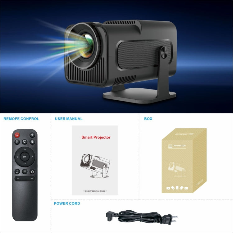 HY320 1080P 390ANSI 4K Android 11 Projector With Wifi 6 Bluetooth 5.0 Support Miracast / Airplay / DLNA AU Plug - LED Projector by buy2fix | Online Shopping UK | buy2fix