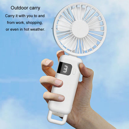 Portable Digital Display Hanging Neck Mute Small Fan USB Charging Handheld Foldable Fan(White) - Electric Fans by buy2fix | Online Shopping UK | buy2fix