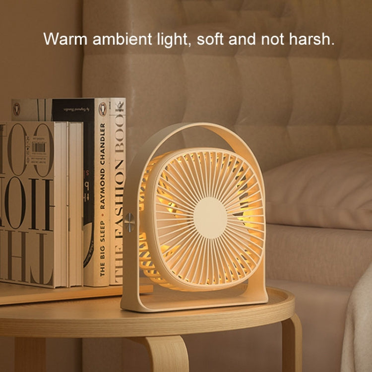 Lightweight USB Charging Nightlight Desktop Fan Summer Office Student Outdoor Multifunctional Small Fan(Beige) - Electric Fans by buy2fix | Online Shopping UK | buy2fix