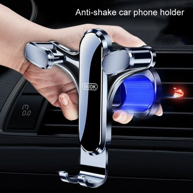 BUDK Triangle Gravity Sensor Car Phone Bracket Car Air Vent Navigation Holder, Model: Bent Suction Cup Base Model - Car Holders by BUDK | Online Shopping UK | buy2fix