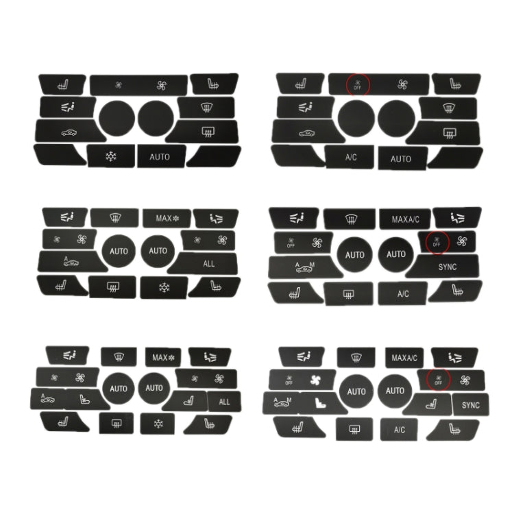 For BMW 5 Series/7 Series/X5/C6/F10/F01/F15 Air Conditioning Button Repair Sticker, Style: B 14pcs No OFF - Decorative Sticker by buy2fix | Online Shopping UK | buy2fix