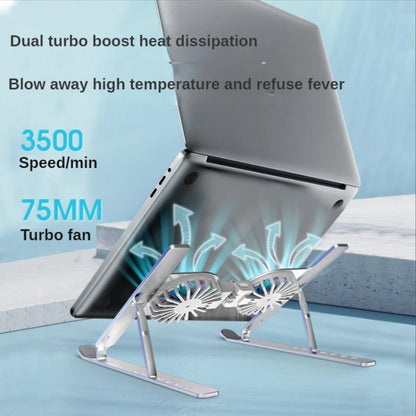 C9 Pro RGB Ambient Light Foldable Fan Cooling Laptop Aluminum Alloy Heightening Stand, Color: Gray - Laptop Stand by buy2fix | Online Shopping UK | buy2fix