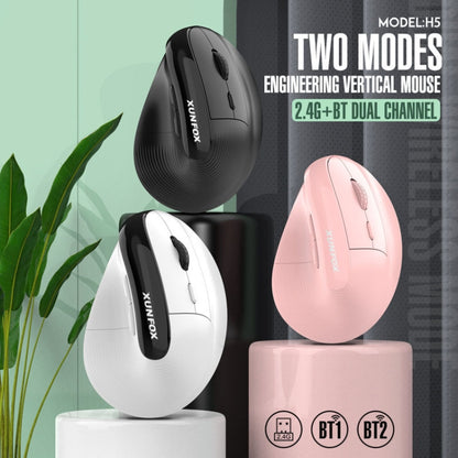 XUNSVFOX H5 Upright Vertical Dual Mode Mouse Rechargeable Wireless Business Office Mouse(Pink) - Wireless Mice by XUNSVFOX | Online Shopping UK | buy2fix
