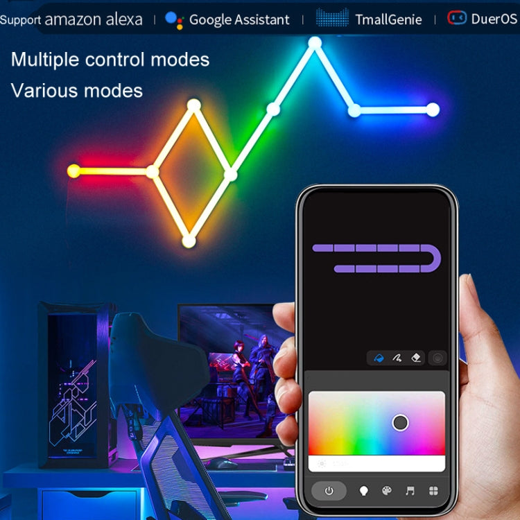 JSK-P26 Smart WiFi Bluetooth Version RGB Direct Illumination Phantom Splicing Light, Support Amazon Alexa / Google Assistant / DuerOS, Style: 9 Sections+US Plug Adapter(White) - Novelty Lighting by buy2fix | Online Shopping UK | buy2fix