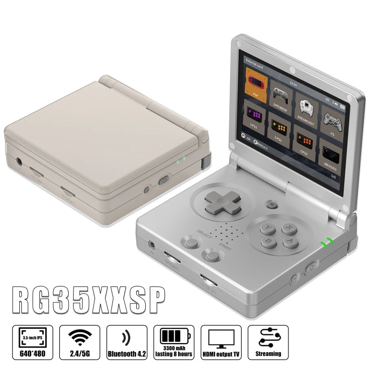 ANBERNIC RG35XXSP 3.5'' IPS Screen Flip Handheld Console Linux System WIFI Retro Video Game Player  64G(Silver) - Pocket Console by ANBERNIC | Online Shopping UK | buy2fix