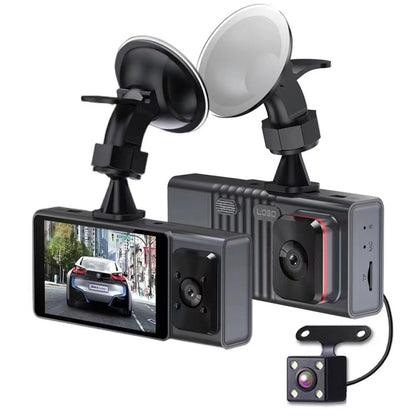 3 Camera Lens 3-inch IPS Screen WiFi Car Dash Cam 1080P Night Vision Dash Camera for Cars 64G - Car DVRs by buy2fix | Online Shopping UK | buy2fix