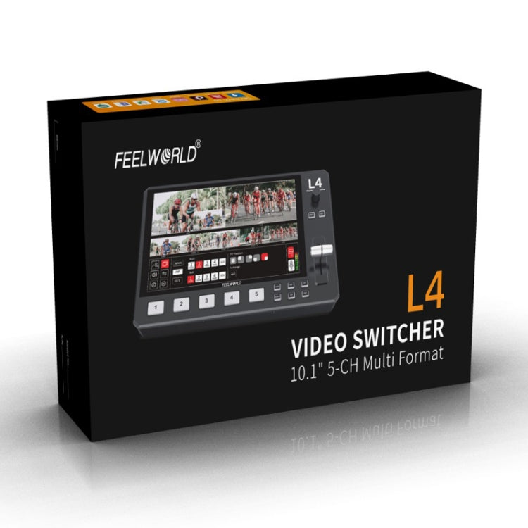 FEELWORLD L4 Multi-Camera Video Mixer Switcher 10.1" Touch Screen USB 3.0 Fast Streaming(EU Plug) - On-camera Monitors by FEELWORLD | Online Shopping UK | buy2fix