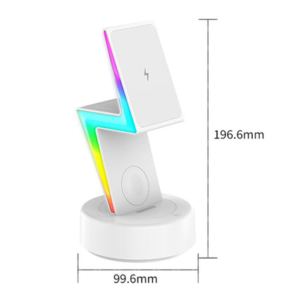 For Apple Series 3 In 1 RGB Light Magsafe Magnetic Mobile Phone Holder Wireless Charger(Black) - Wireless Charger by buy2fix | Online Shopping UK | buy2fix