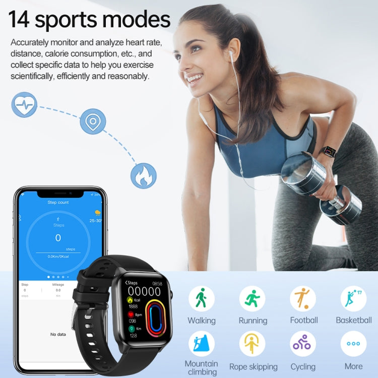 T12Pro 1.85-inch IP67 Waterproof Sports Health Monitoring Bluetooth Call Smart Watch(Black) - Smart Watches by buy2fix | Online Shopping UK | buy2fix