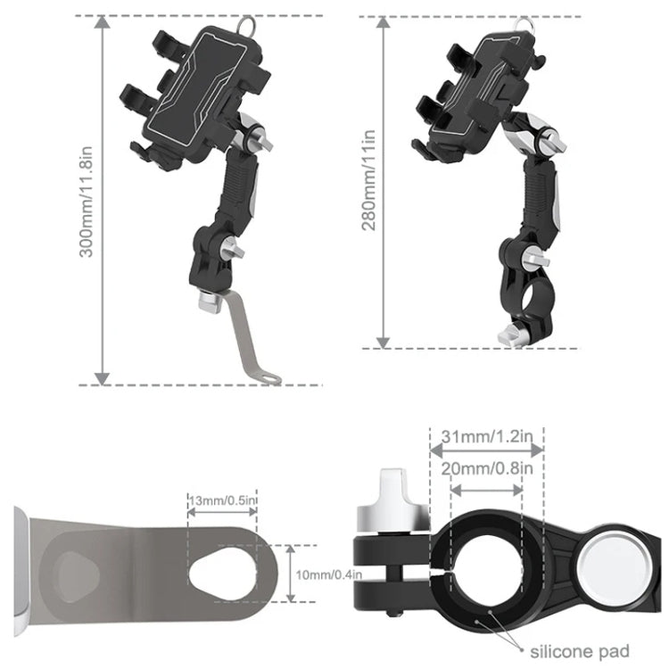 Motorcycle Bicycle Outdoor Cycling Navigation Phone Holder, Style: Rearview Mirror Bracket - Holder by buy2fix | Online Shopping UK | buy2fix