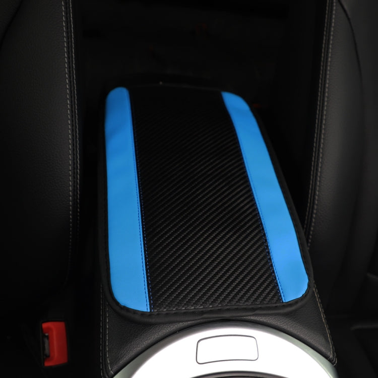 32x19cm PU Carbon Fiber Leather Central Armrest Box Cover Anti-slip Pad(Blue) - Seat Accessories by buy2fix | Online Shopping UK | buy2fix