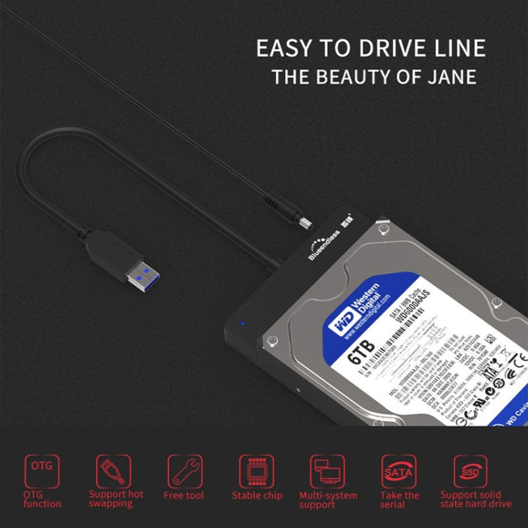 Blueendless US35 USB3.0 To SATA Adapter 2.5 / 3.5-Inch Hard Drive SSD Reader, Spec: Type-C US Plug - USB to IDE / SATA by Blueendless | Online Shopping UK | buy2fix