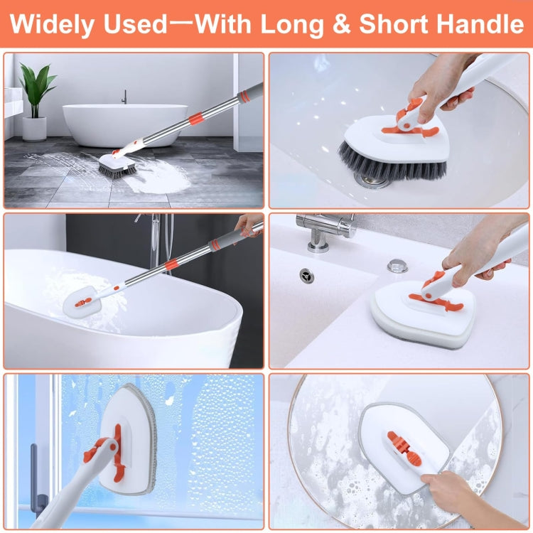 Shower Cleaning Brush With 52 Inch Adjustable Handle Tub Tile Scrubber Brush, Spec: Set 3 - Sponges, Cloths & Brushes by buy2fix | Online Shopping UK | buy2fix