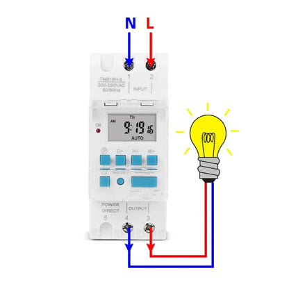 SINOTIMER TM919HK 85-265V AC 16A DIN Rail 4 Pins Voltage Output Digital Switch Timer Automatic Cycle Timing Controller - Switch by SINOTIMER | Online Shopping UK | buy2fix