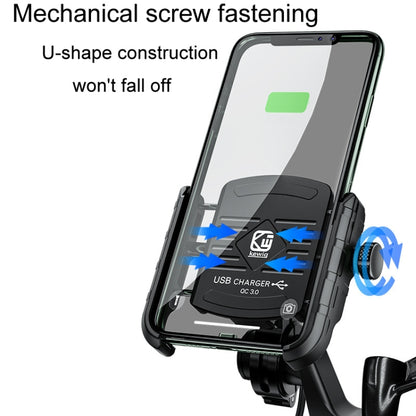 Kewig M8 Motorcycle Navigation Phone Holder Outdoor Riding Charging Bracket(Black) - Holder by Kewig | Online Shopping UK | buy2fix