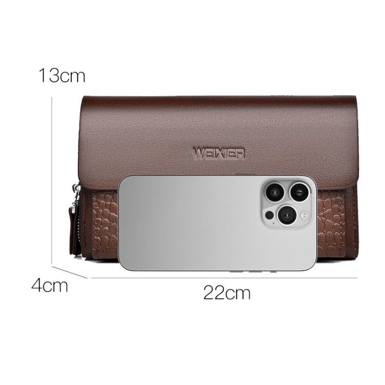 WEIXIER W129 Men Magnetic Buckle Anti-Theft Clutch Bag Large Capacity Multi-Card Wallet(Brown) - Wallets by WEIXIER | Online Shopping UK | buy2fix