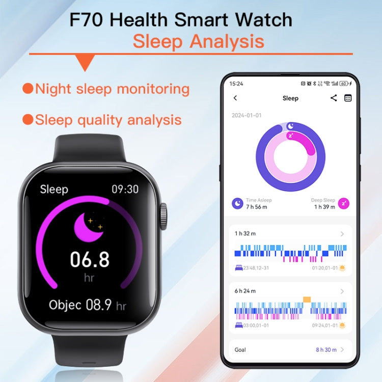 F70  2.1 Inch Screen Smart Watch With Blood Sugar/Blood Oxygen Monitoring /SOS Alarm/100+ Sports Modes, Color: Black Pink - Smart Watches by buy2fix | Online Shopping UK | buy2fix