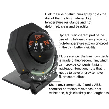 2 In 1 Car Compass With Slope Gauge Foldable High Precision Guide Ball(English Version) - Clocks & Car Meters by buy2fix | Online Shopping UK | buy2fix